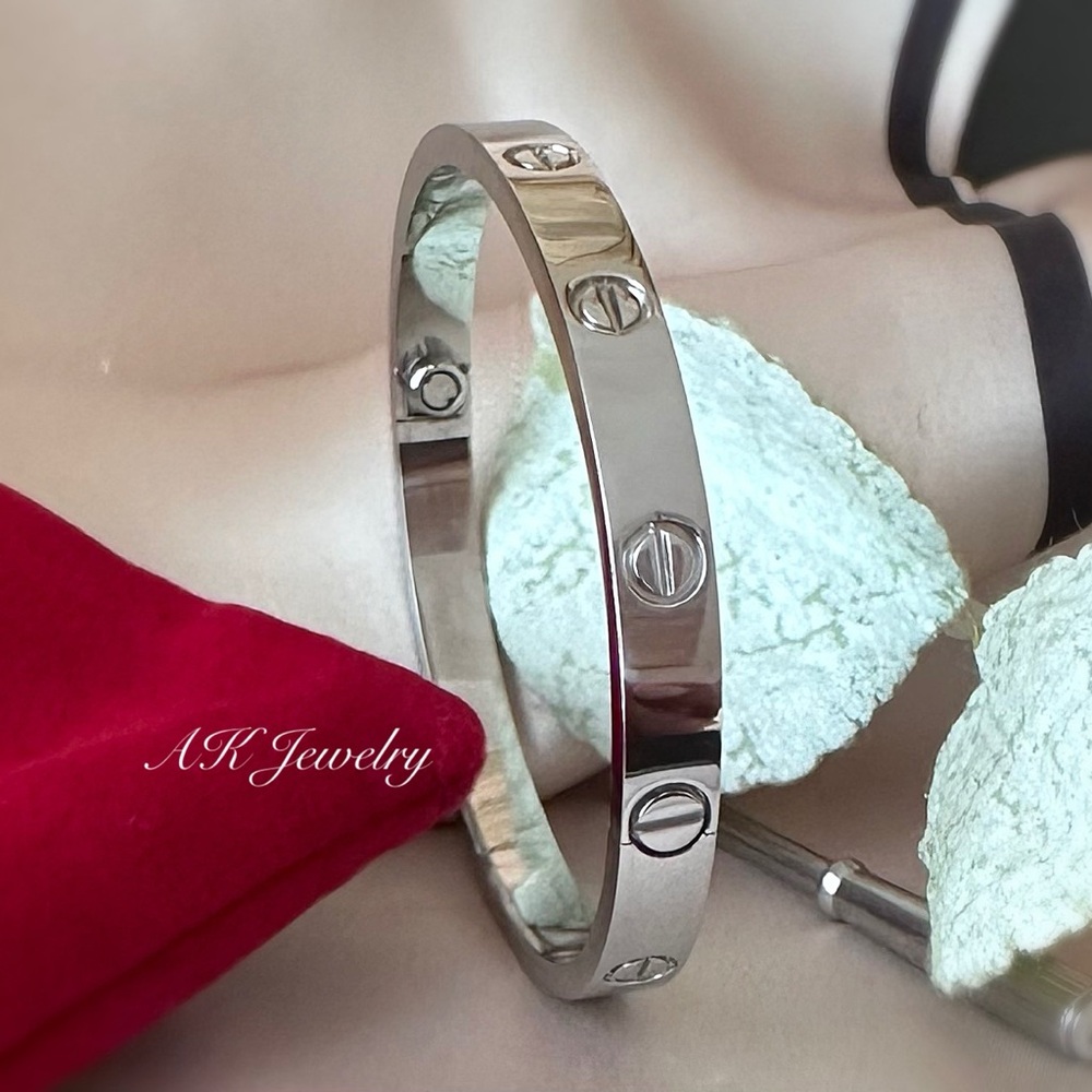 πLUXURY AK Jewelry BRACELET 16 to 22cm Silver Cuff Bangle, Bracelet Screw-Twist - Picture 3 of 5